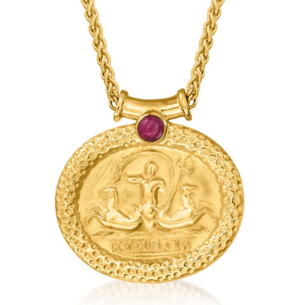 Ross-Simons Italian Tagliamonte .30 Carat Ruby Cameo-Style Pendant Necklace